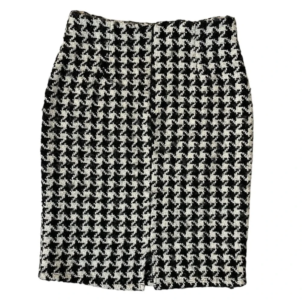 Bohme Houndstooth Pencil Skirt Womens Medium Black White Career Preppy‎
